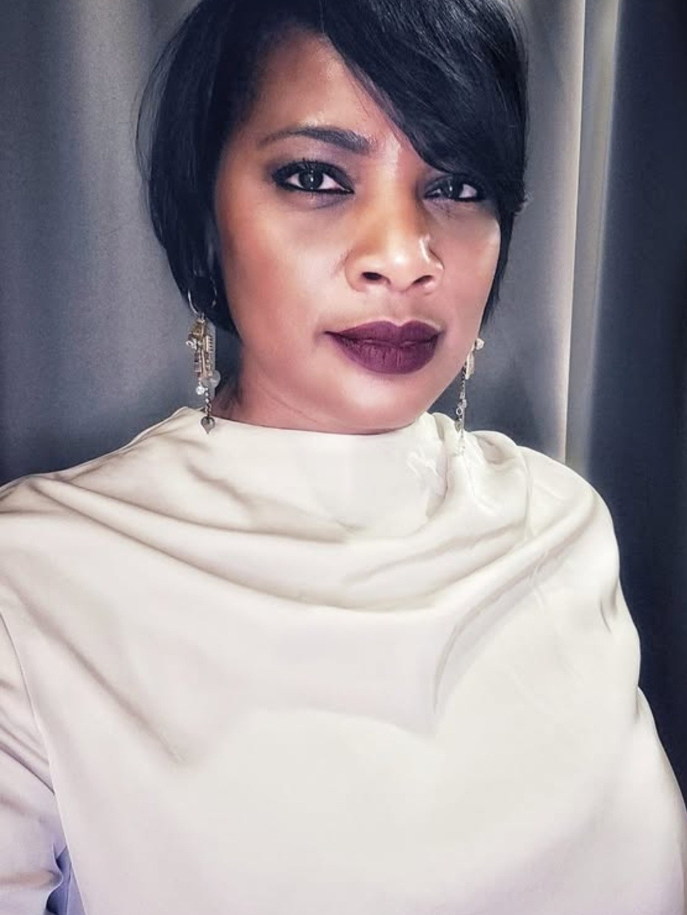 H&M Cream Draped Neck Blouse